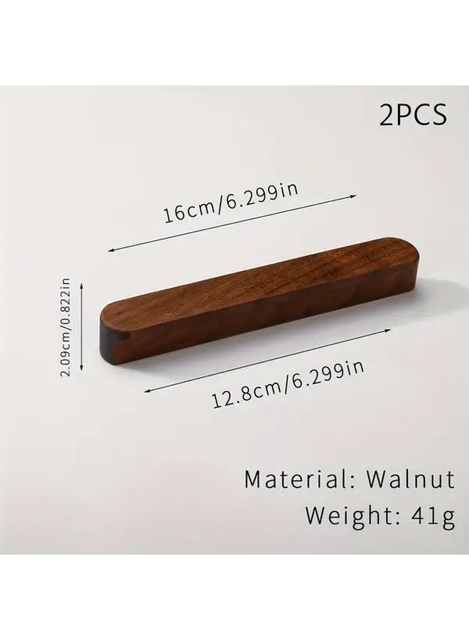 Walnut Wood Drawer Pulls 192mm Hole Spacing 2pcs Polished Metal Finish Cabinet Handles - Image 5